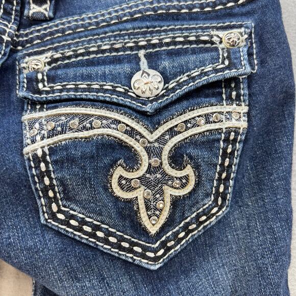 Rock Revival Jeans Women's 25 (2) Dark Blue Louise Skinny Preppy Normcore Blingy - Picture 5 of 15